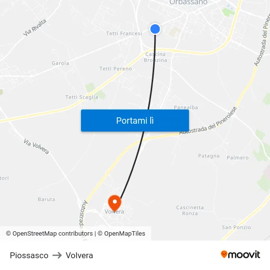 Piossasco to Volvera map