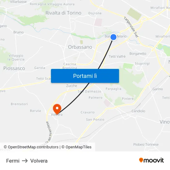 Fermi to Volvera map
