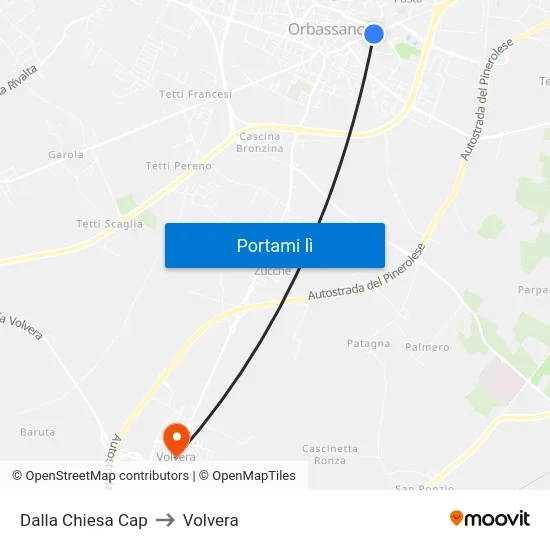 Dalla Chiesa Cap to Volvera map