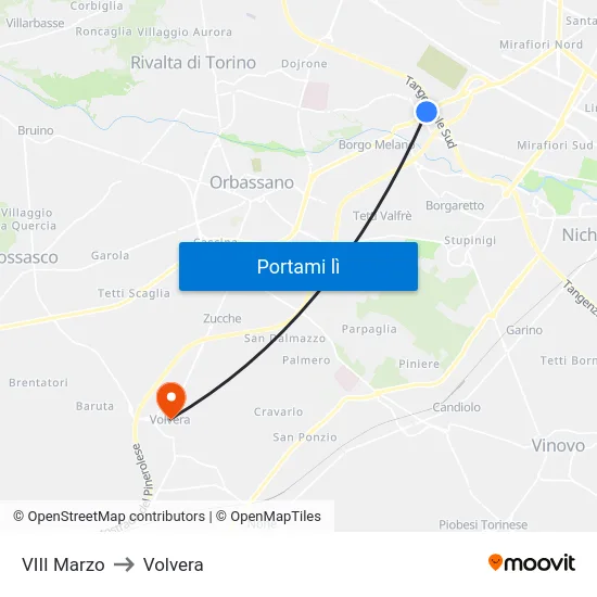 VIII Marzo to Volvera map