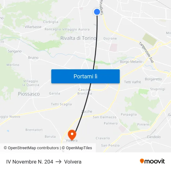 IV Novembre N. 204 to Volvera map