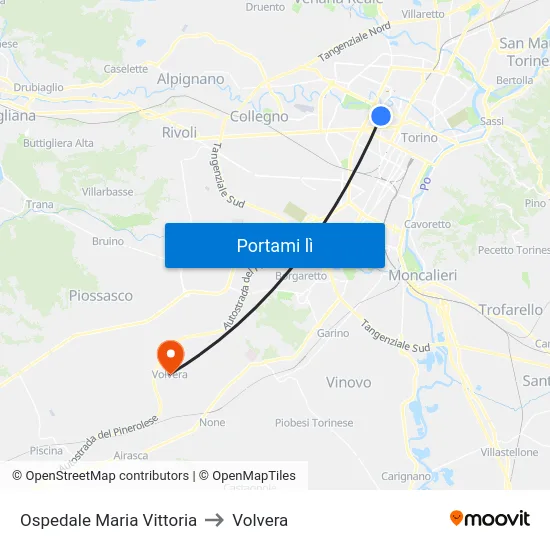 Ospedale Maria Vittoria to Volvera map