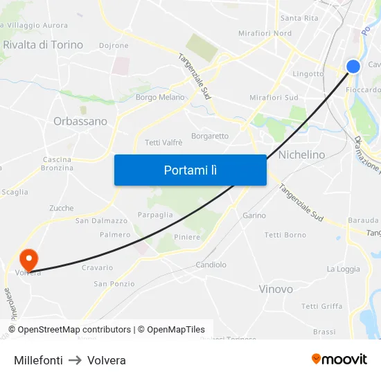 Millefonti to Volvera map