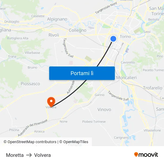 Moretta to Volvera map