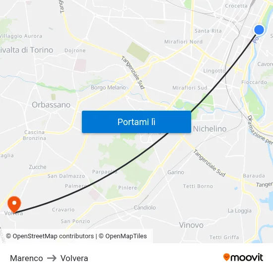 Marenco to Volvera map