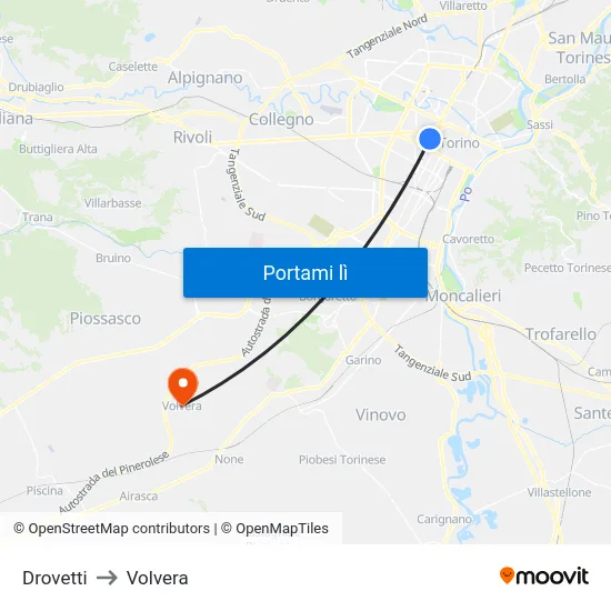Drovetti to Volvera map