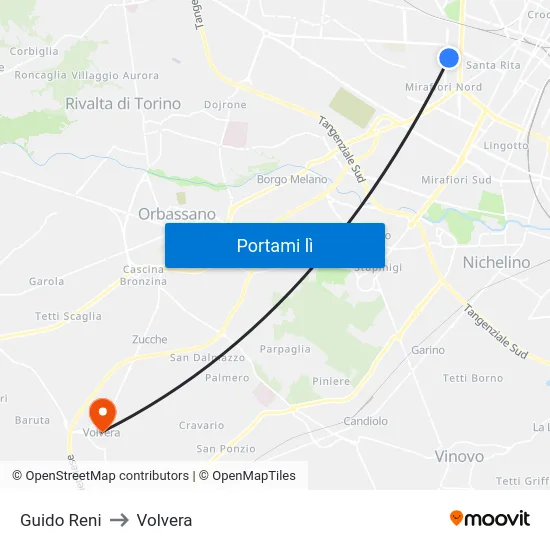 Guido Reni to Volvera map