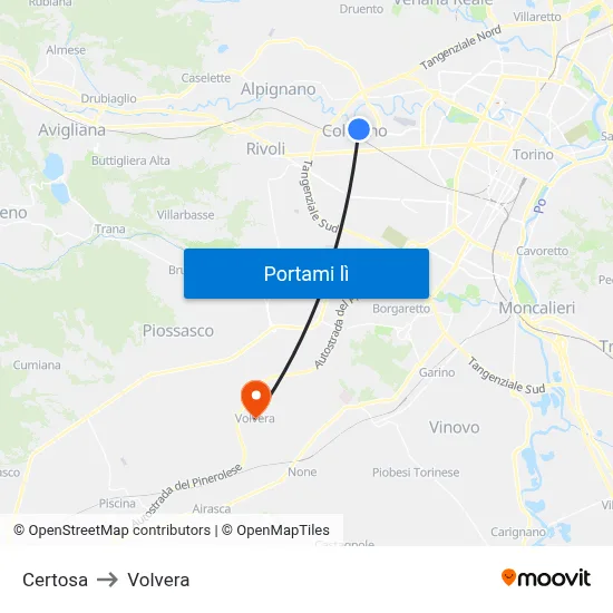 Certosa to Volvera map