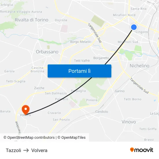 Tazzoli to Volvera map