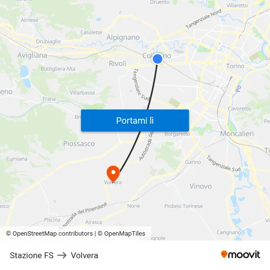Stazione FS to Volvera map