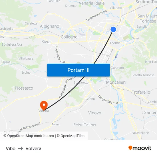 Vibò to Volvera map
