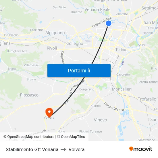 Stabilimento Gtt Venaria to Volvera map