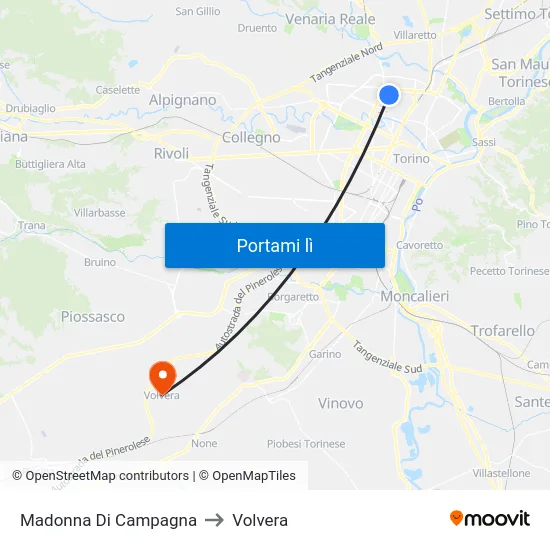 Madonna Di Campagna to Volvera map