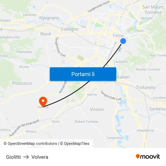 Giolitti to Volvera map