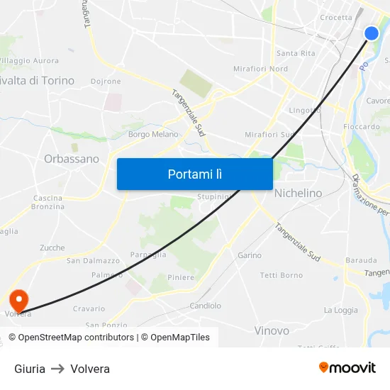 Giuria to Volvera map