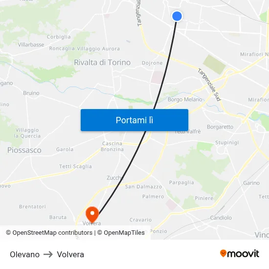Olevano to Volvera map