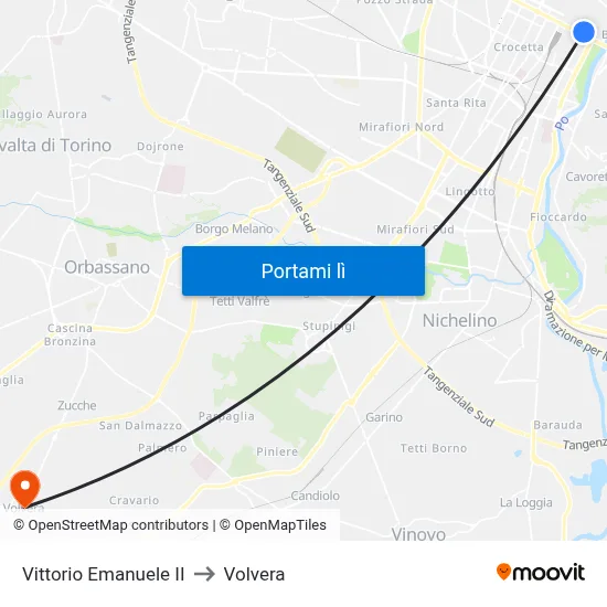 Vittorio Emanuele II to Volvera map