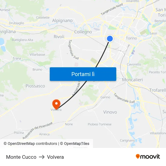 Monte Cucco to Volvera map