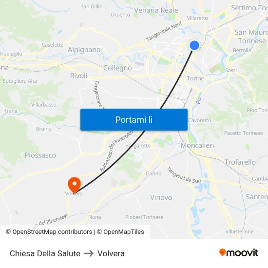 Chiesa Della Salute to Volvera map