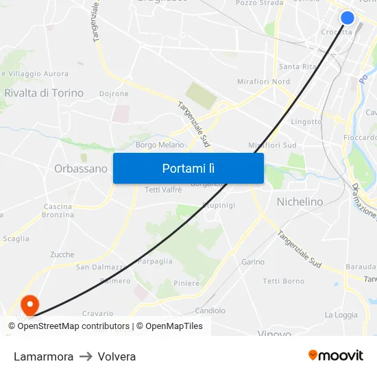 Lamarmora to Volvera map