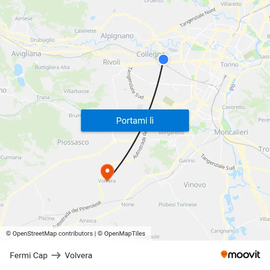 Fermi Cap to Volvera map