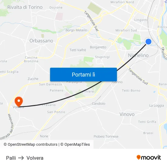 Palli to Volvera map