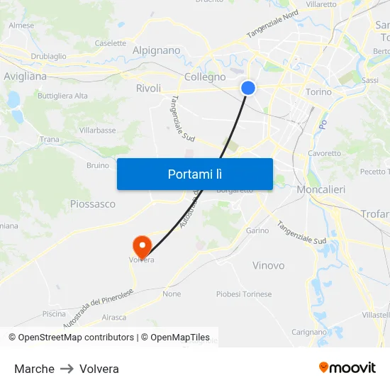 Marche to Volvera map