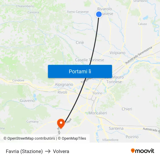 Favria (Stazione) to Volvera map