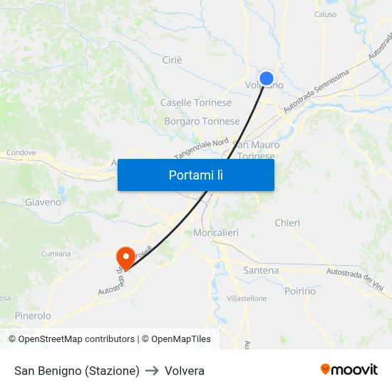 San Benigno (Stazione) to Volvera map