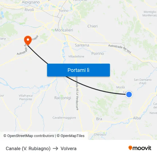 Canale (V. Rubiagno) to Volvera map
