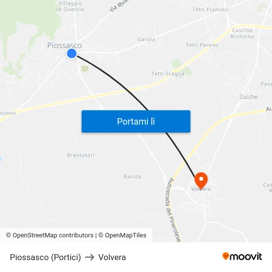 Piossasco (Portici) to Volvera map