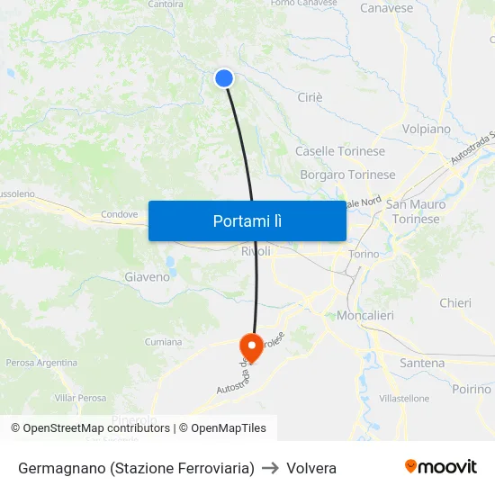 Germagnano (Stazione Ferroviaria) to Volvera map
