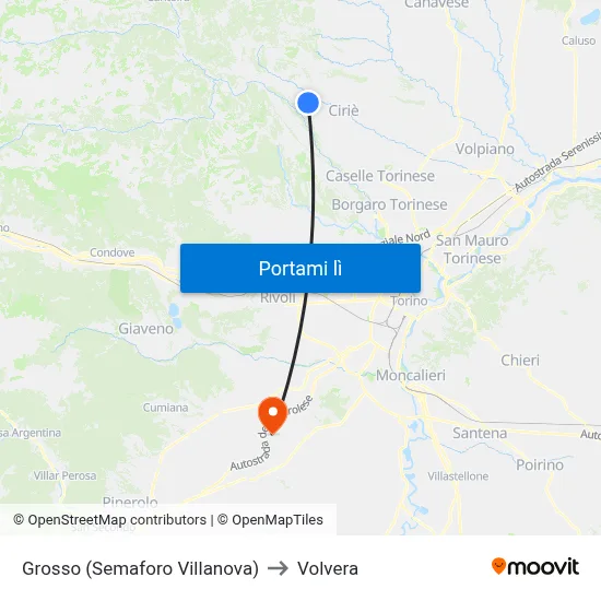 Grosso (Semaforo Villanova) to Volvera map