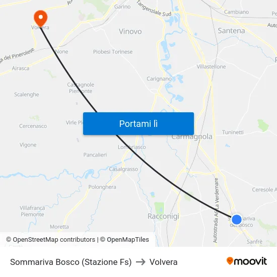 Sommariva Bosco (Stazione Fs) to Volvera map