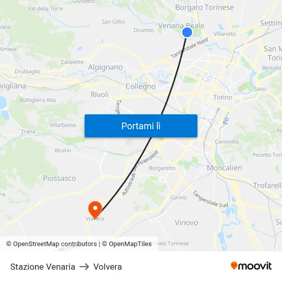 Stazione Venaria to Volvera map