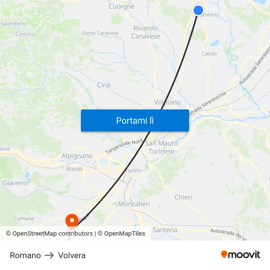 Romano to Volvera map