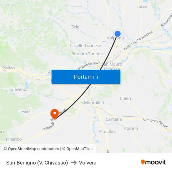 San Benigno (V. Chivasso) to Volvera map