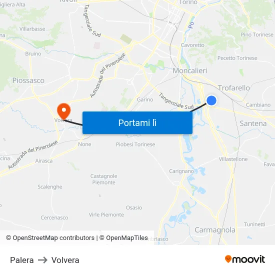 Palera to Volvera map