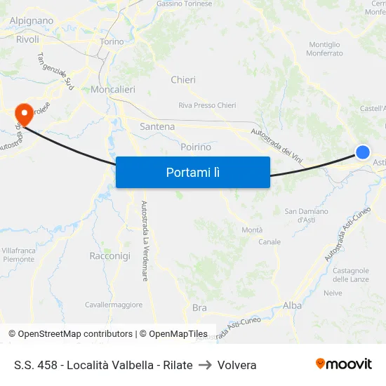S.S. 458 - Località Valbella - Rilate to Volvera map
