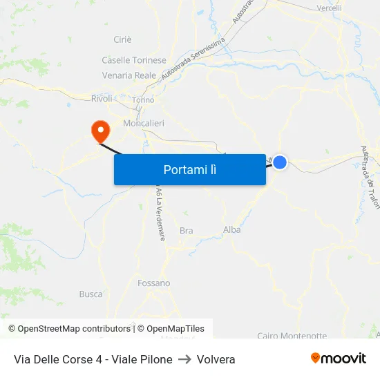 Via Delle Corse 4 - Viale Pilone to Volvera map
