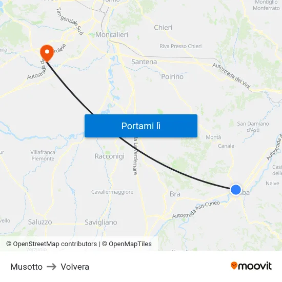 Musotto to Volvera map