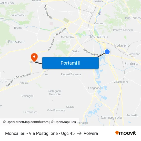 Moncalieri - Via Postiglione - Ugc 45 to Volvera map