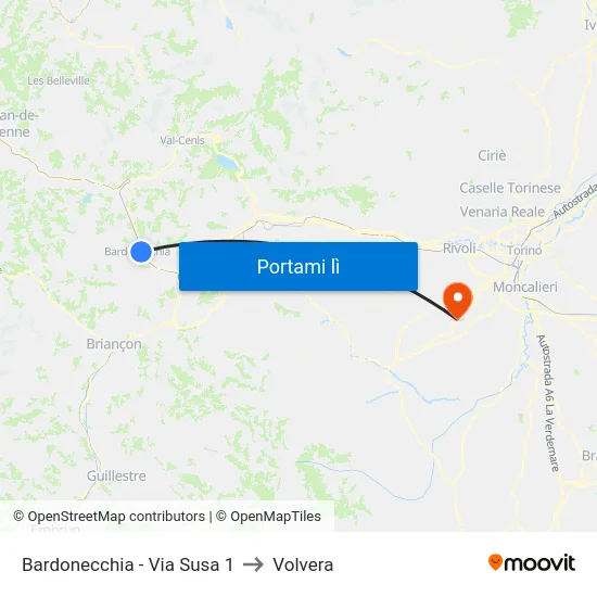 Bardonecchia - Via Susa 1 to Volvera map