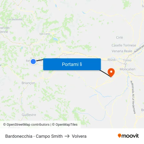 Bardonecchia - Campo Smith to Volvera map
