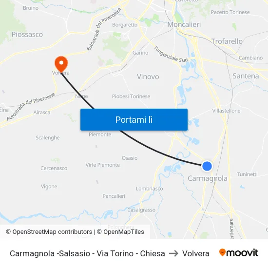Carmagnola -Salsasio - Via Torino - Chiesa to Volvera map