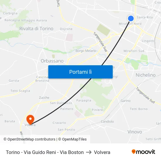 Torino - Via Guido Reni - Via Boston to Volvera map
