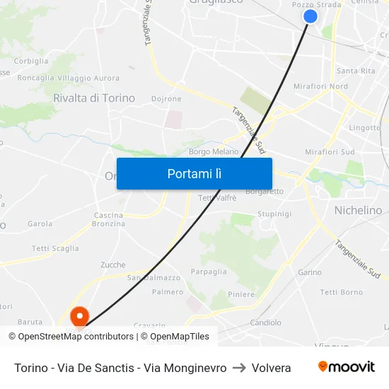 Torino - Via De Sanctis - Via Monginevro to Volvera map