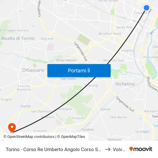 Torino - Corso Re Umberto Angolo Corso Stati Uniti to Volvera map