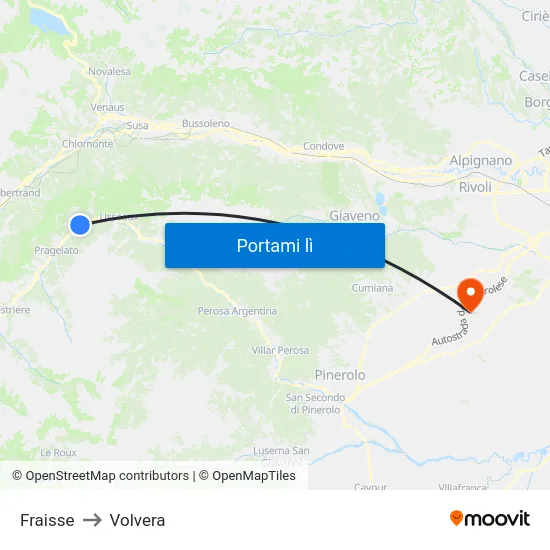 Fraisse to Volvera map