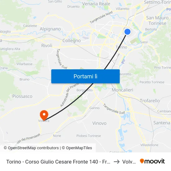 Torino - Corso Giulio Cesare Fronte 140 - Fronte 149 to Volvera map